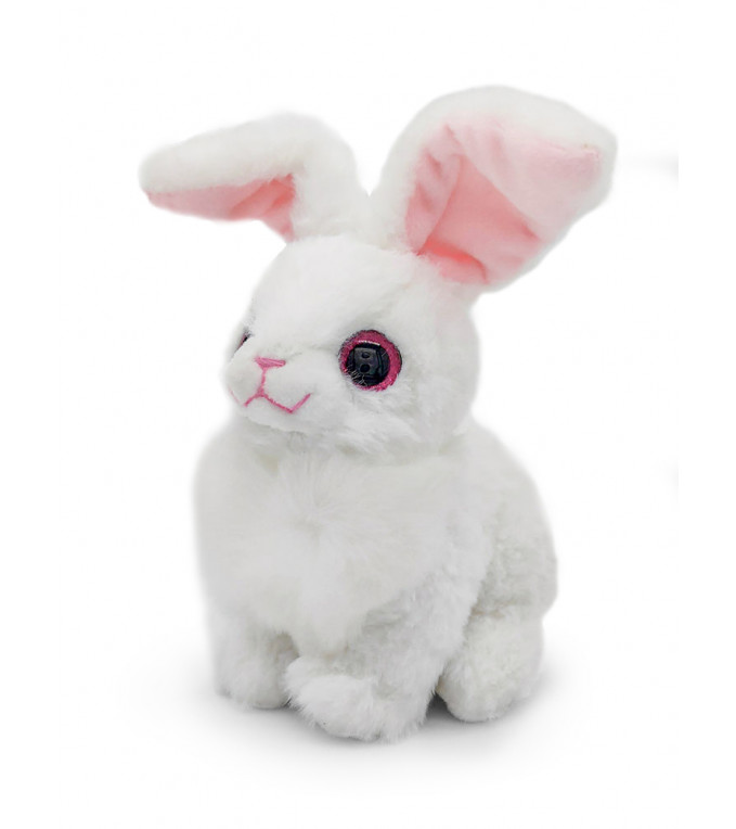 Кролик с ушами, белый с подвижными ушами и реалистичными формами, 23 см, Mi041